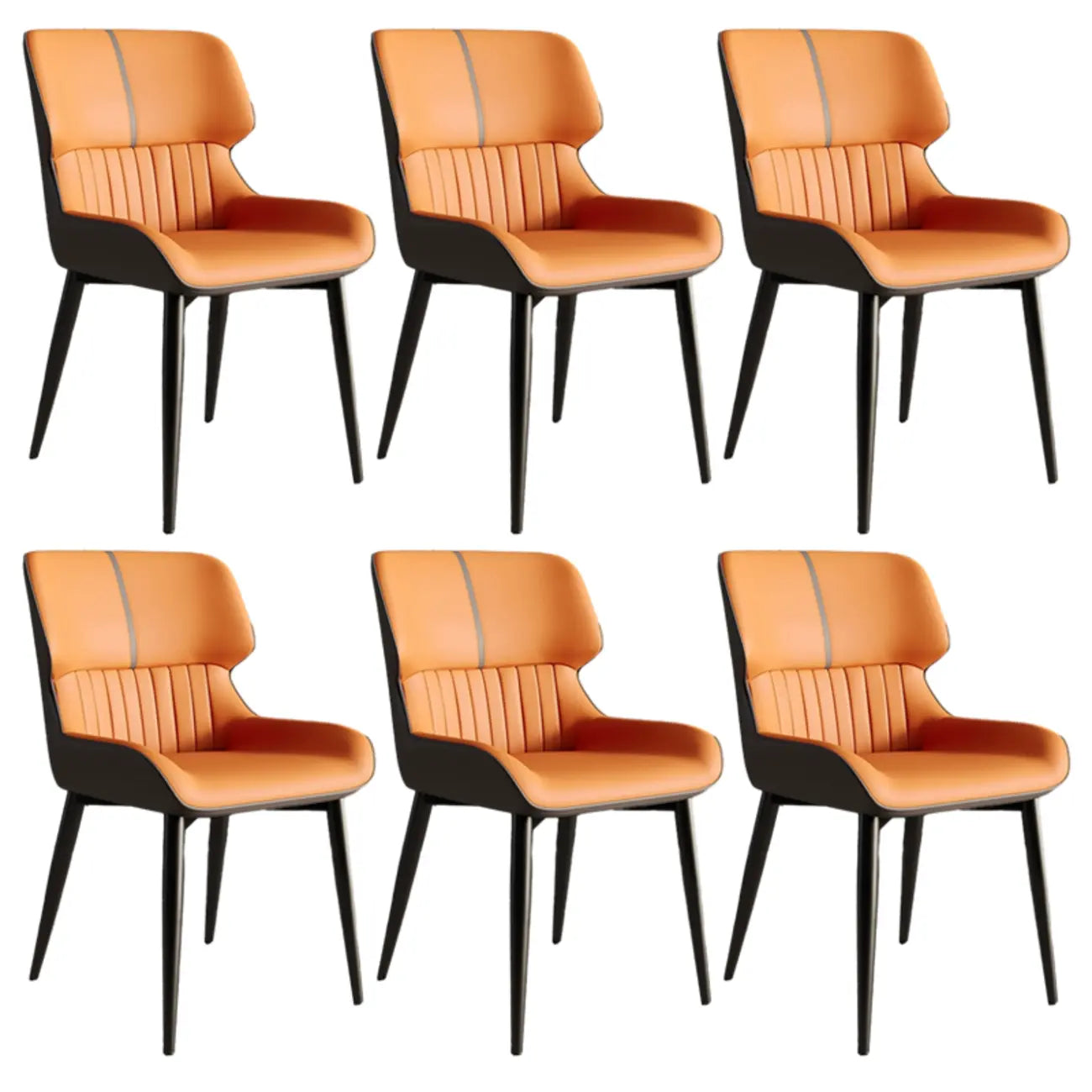 Chaise de salle à manger sans accoudoirs, dossier bas en cuir