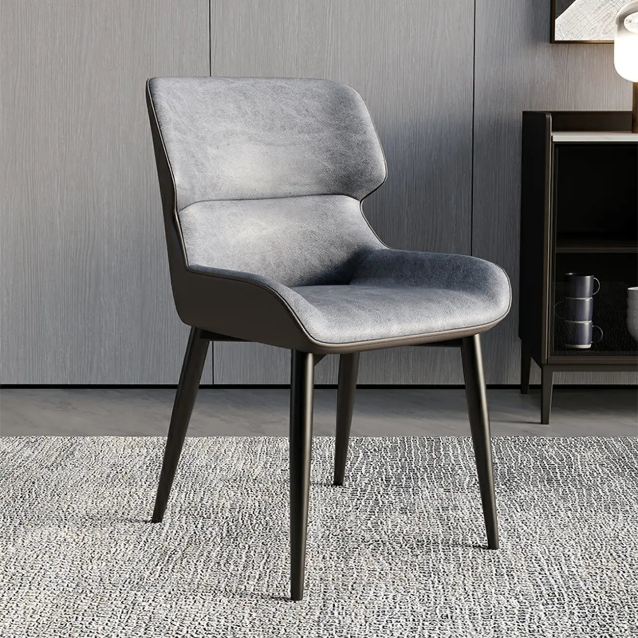 Chaise de salle à manger sans accoudoirs, dossier bas en cuir