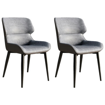 Chaise de salle à manger sans accoudoirs, dossier bas en cuir