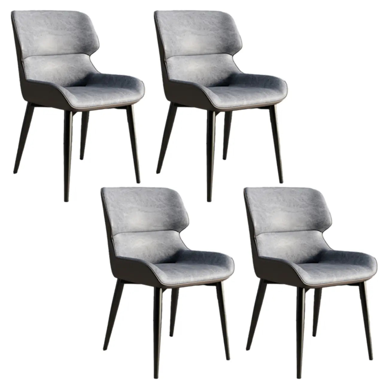Chaise de salle à manger sans accoudoirs, dossier bas en cuir