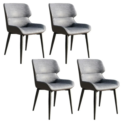 Chaise de salle à manger sans accoudoirs, dossier bas en cuir