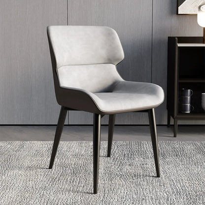Chaise de salle à manger sans accoudoirs, dossier bas en cuir