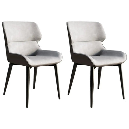 Chaise de salle à manger sans accoudoirs, dossier bas en cuir
