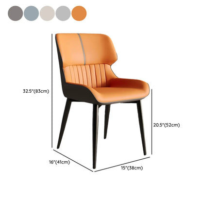 Chaise de salle à manger sans accoudoirs, dossier bas en cuir
