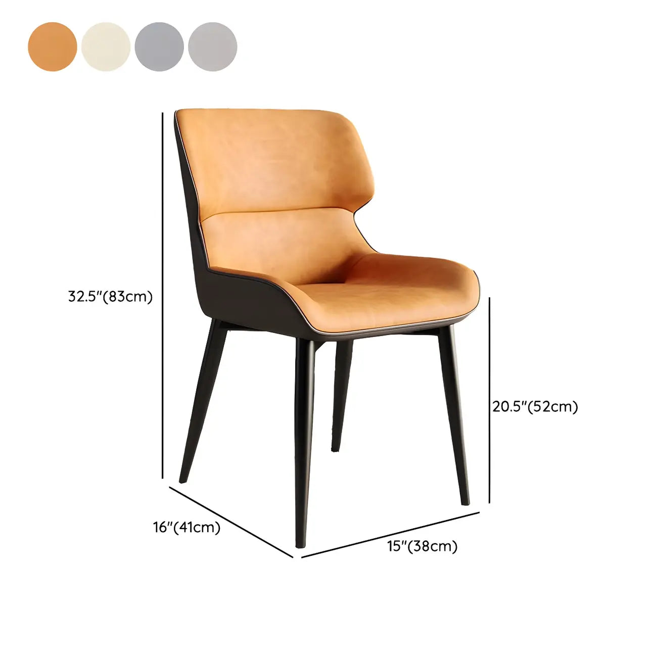 Chaise de salle à manger sans accoudoirs, dossier bas en cuir