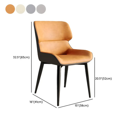 Chaise de salle à manger sans accoudoirs, dossier bas en cuir