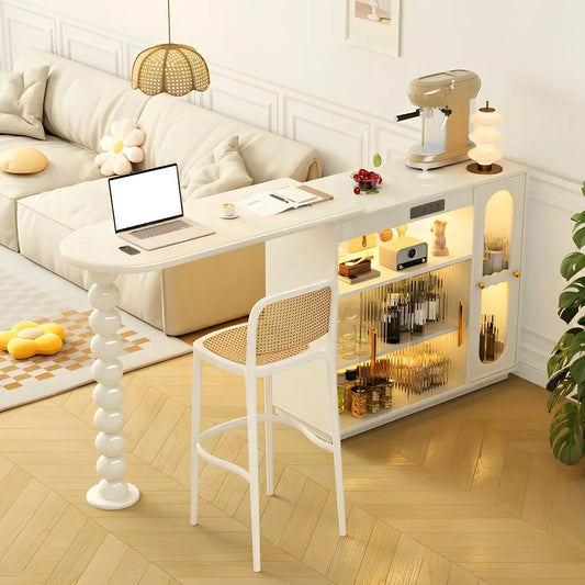 Tables de bar extensibles de rangement en chêne blanc scandinave