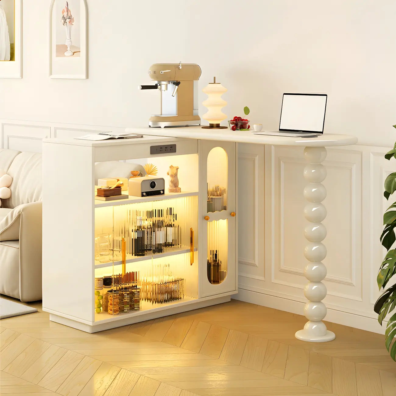 Tables de bar extensibles de rangement en chêne blanc scandinave
