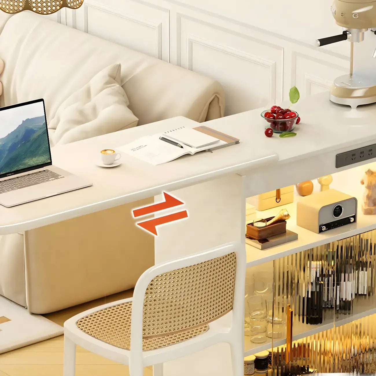 Tables de bar extensibles de rangement en chêne blanc scandinave