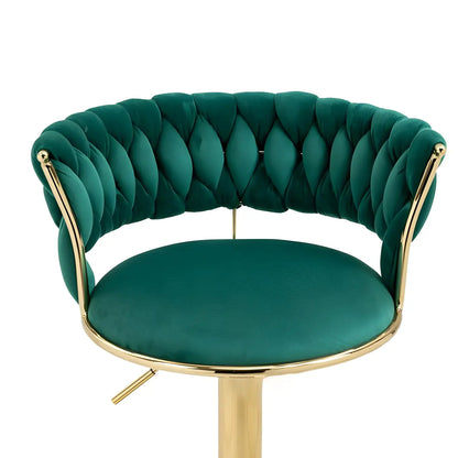 Tabouret de bar pivotant réglable à dossier bas et base dorée