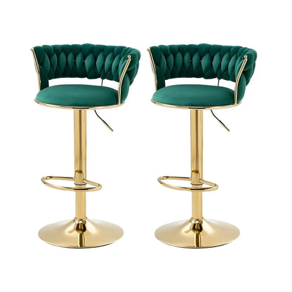 Tabouret de bar pivotant réglable à dossier bas et base dorée