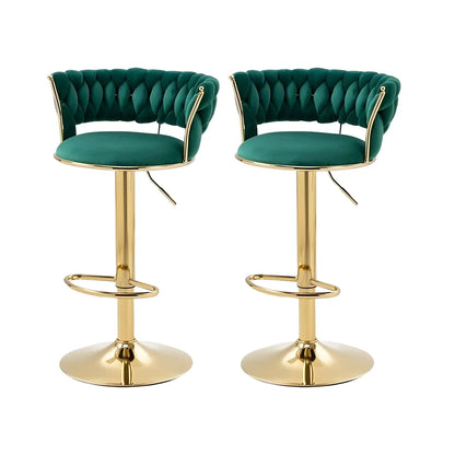 Tabouret de bar pivotant réglable à dossier bas et base dorée