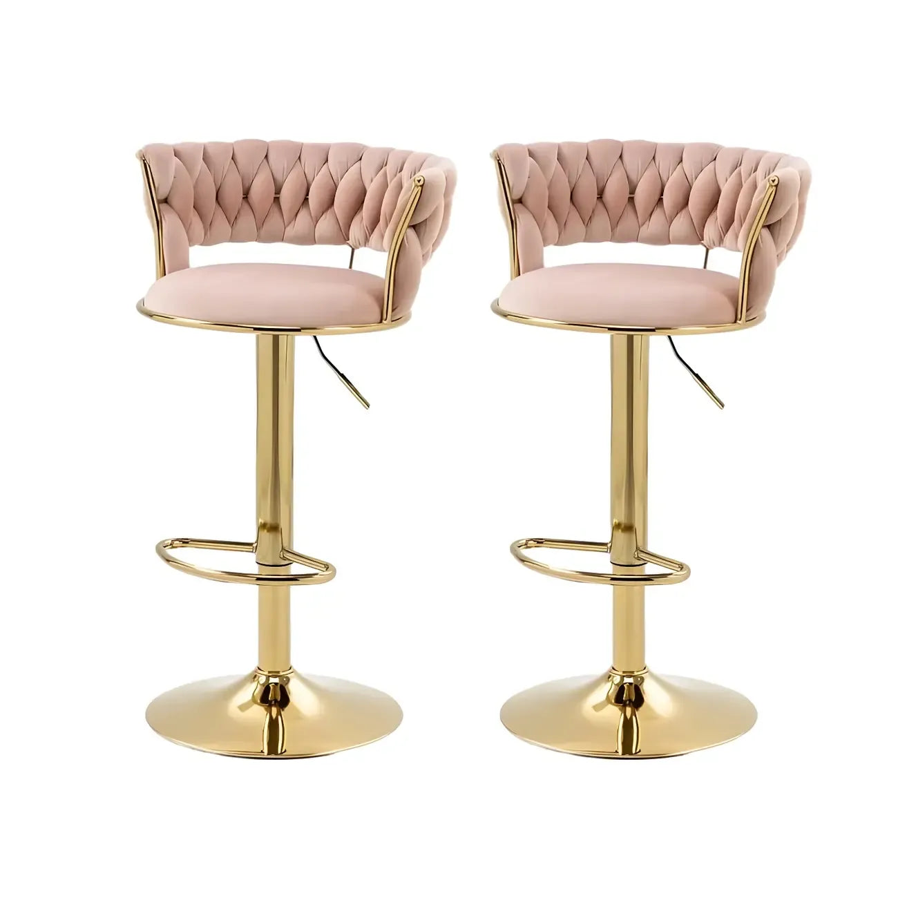 Tabouret de bar pivotant réglable à dossier bas et base dorée