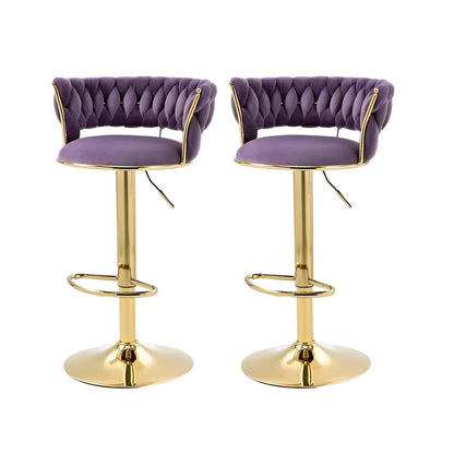 Tabouret de bar pivotant réglable à dossier bas et base dorée