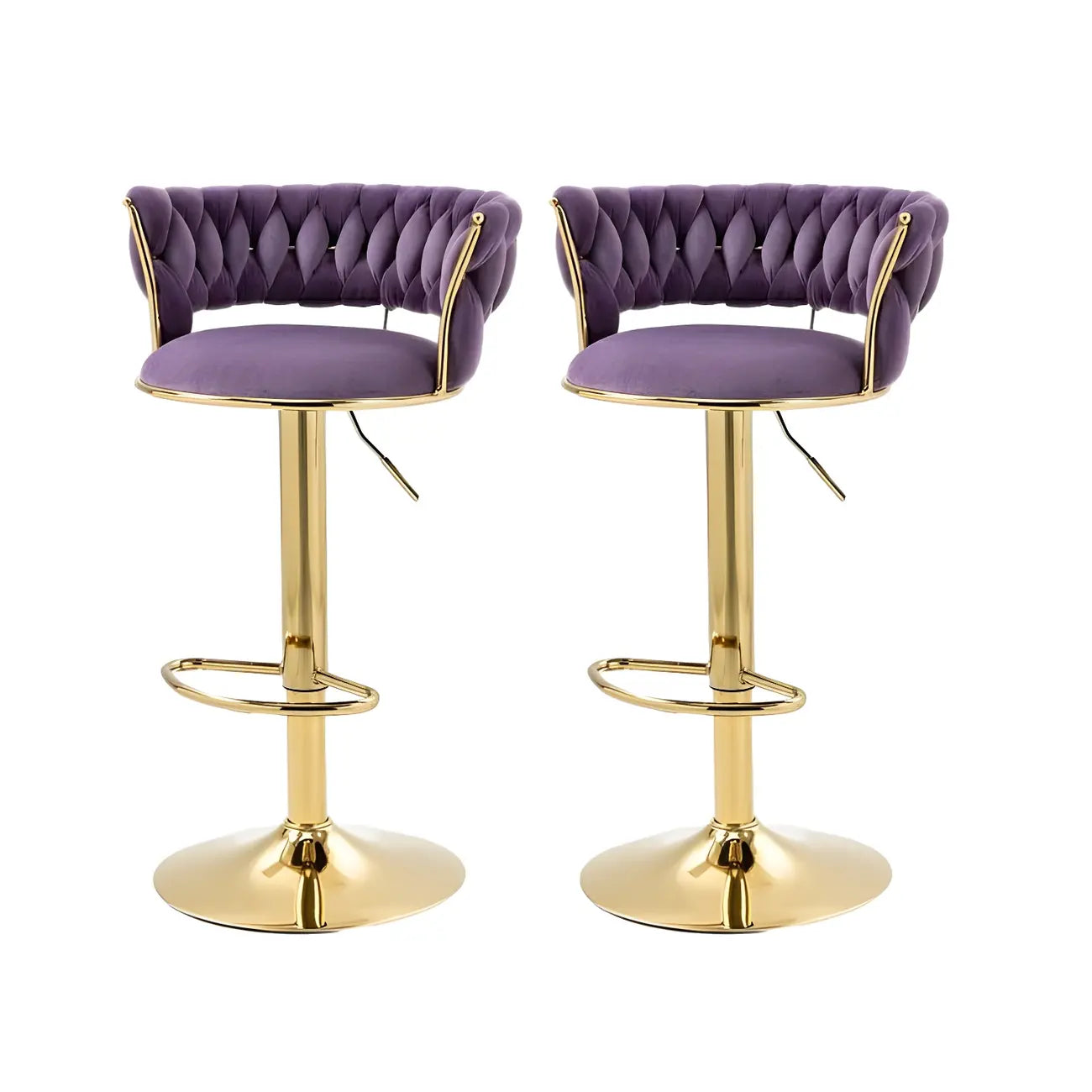 Tabouret de bar pivotant réglable à dossier bas et base dorée