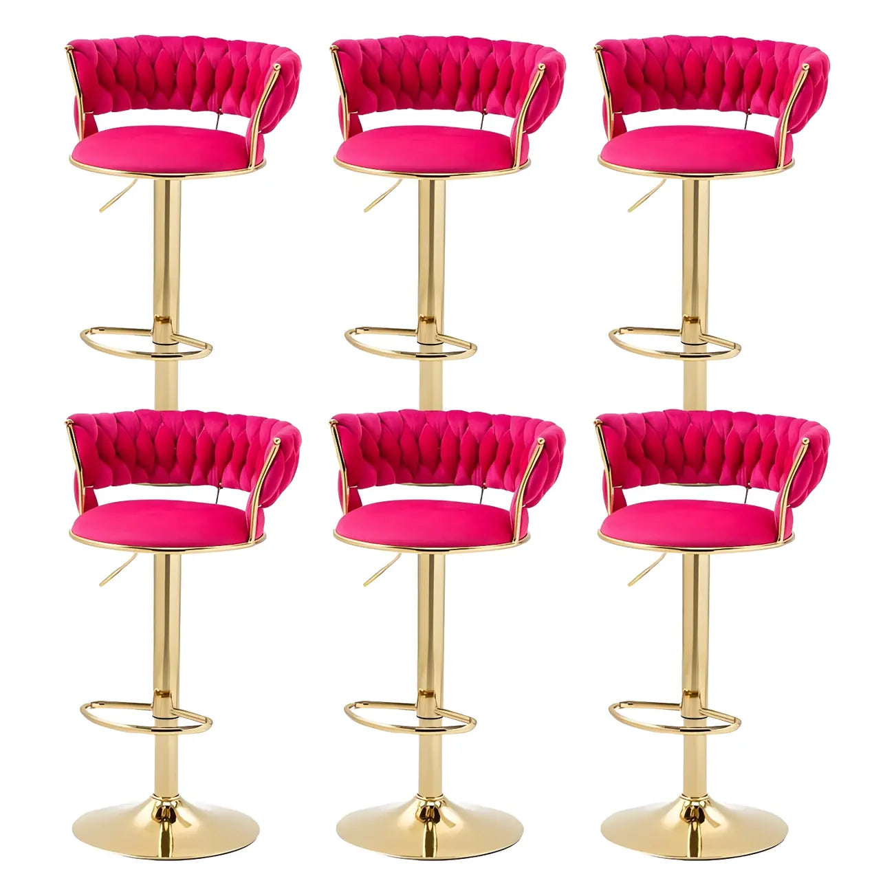 Tabouret de bar pivotant réglable à dossier bas et base dorée