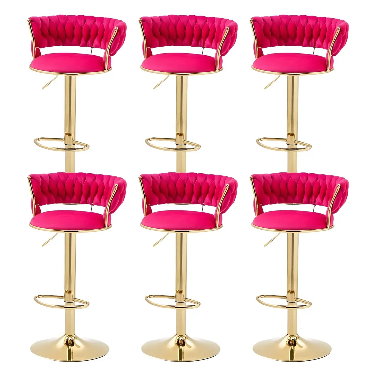 Tabouret de bar pivotant réglable à dossier bas et base dorée