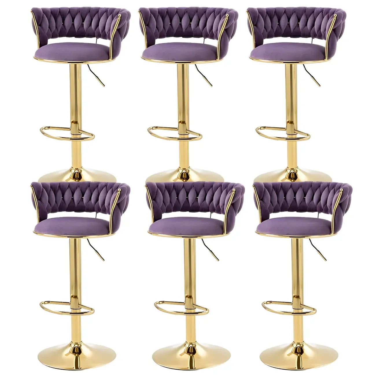 Tabouret de bar pivotant réglable à dossier bas et base dorée