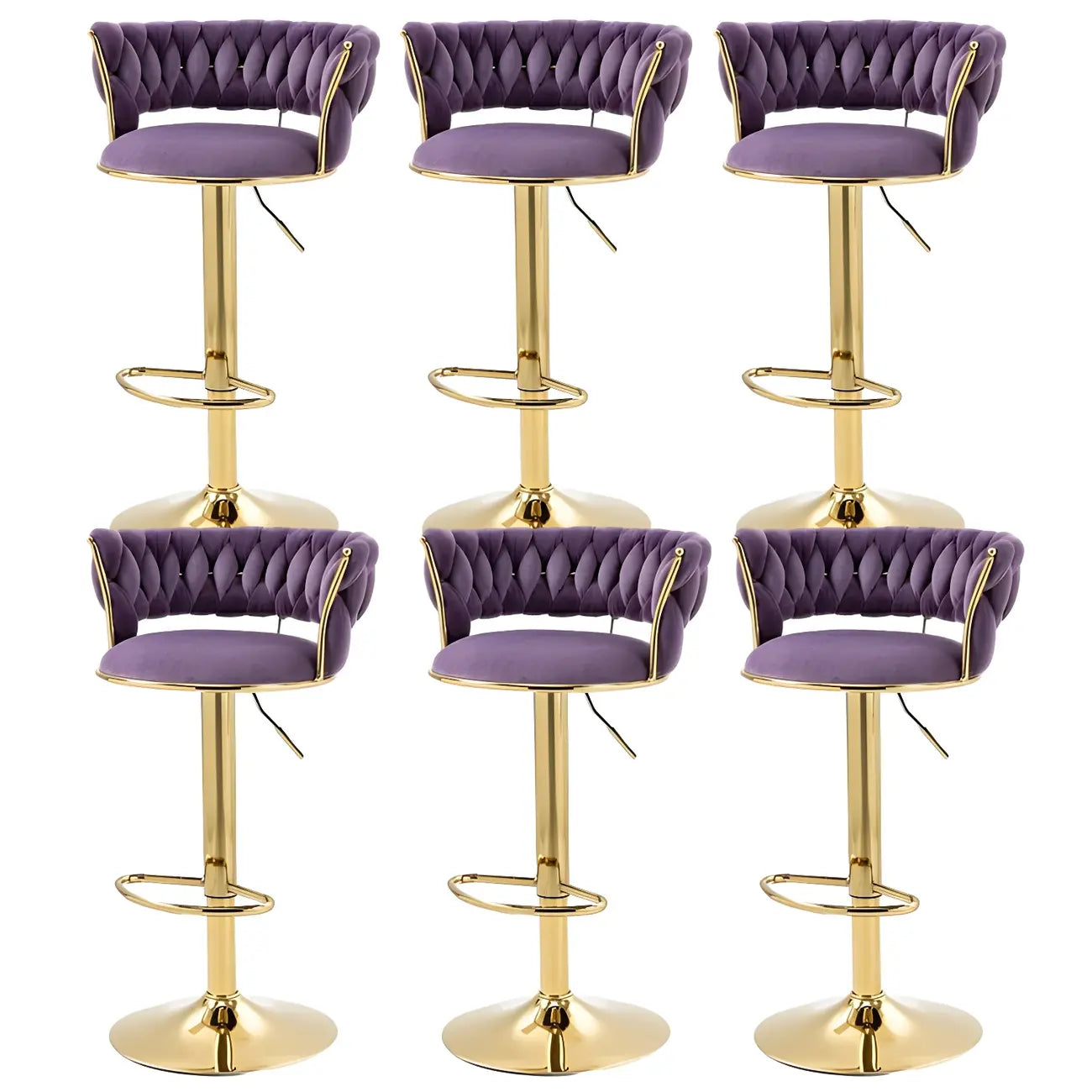 Tabouret de bar pivotant réglable à dossier bas et base dorée