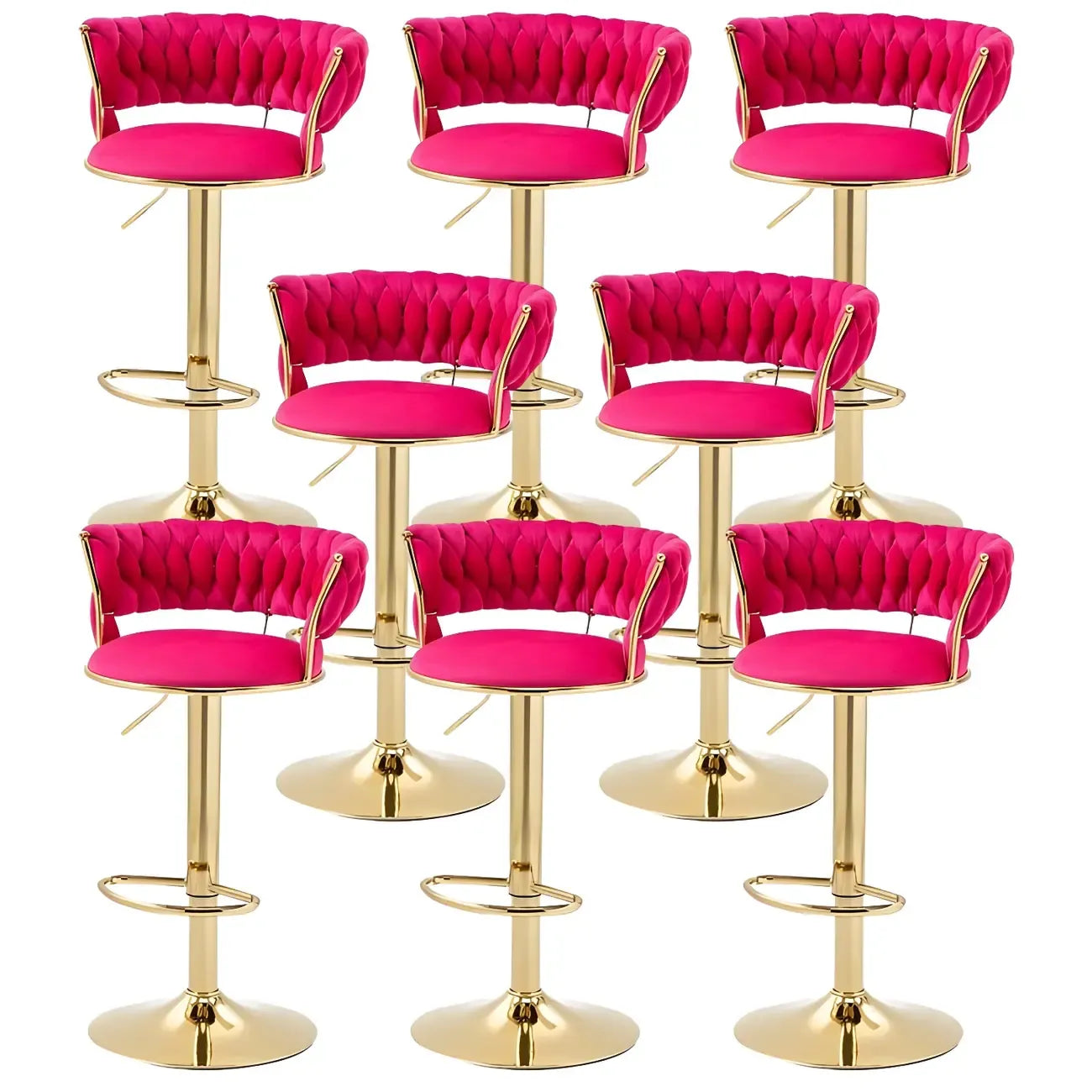 Tabouret de bar pivotant réglable à dossier bas et base dorée