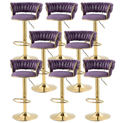 Tabouret de bar pivotant réglable à dossier bas et base dorée