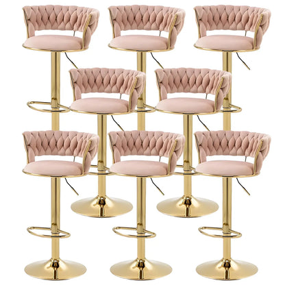 Tabouret de bar pivotant réglable à dossier bas et base dorée