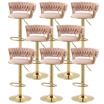 Tabouret de bar pivotant réglable à dossier bas et base dorée