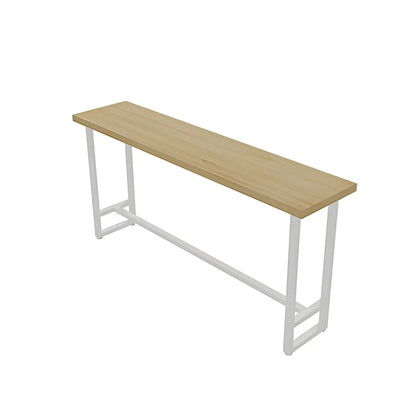 Table de bar moderne rustique avec plateau en pin et piètement en fer