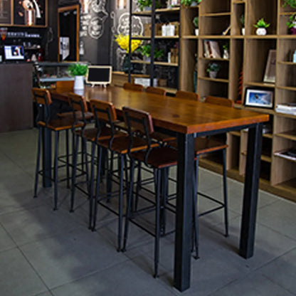 Tables de bar rectangulaires à 4 pieds en bois brun industriel et fer noir