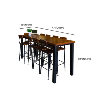 Tables de bar rectangulaires à 4 pieds en bois brun industriel et fer noir