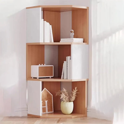 Bibliothèque d'angle haute en bois à 5 niveaux pour petits espaces