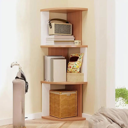 Bibliothèque d'angle haute en bois à 5 niveaux pour petits espaces