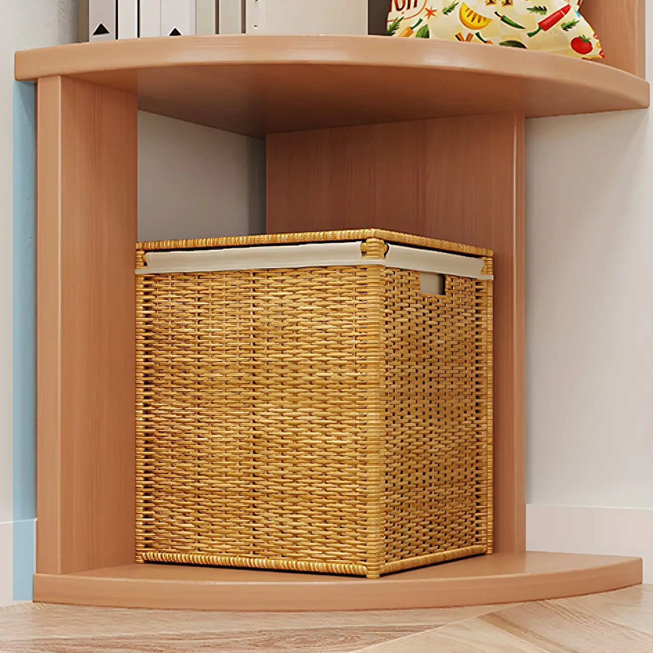 Bibliothèque d'angle haute en bois à 5 niveaux pour petits espaces