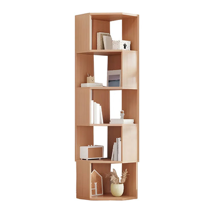 Bibliothèque d'angle haute en bois à 5 niveaux pour petits espaces