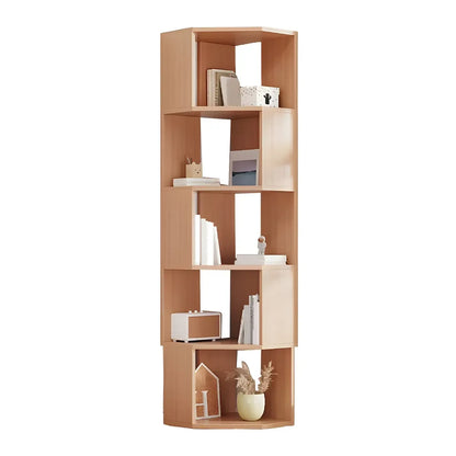 Bibliothèque d'angle haute en bois à 5 niveaux pour petits espaces