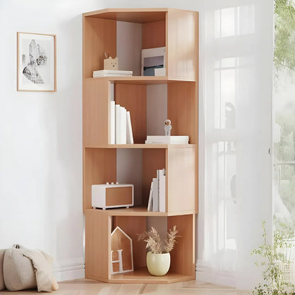 Bibliothèque d'angle haute en bois à 5 niveaux pour petits espaces