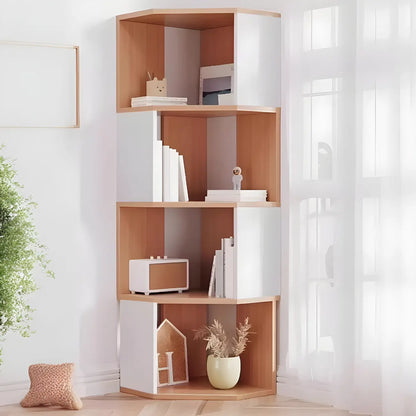 Bibliothèque d'angle haute en bois à 5 niveaux pour petits espaces
