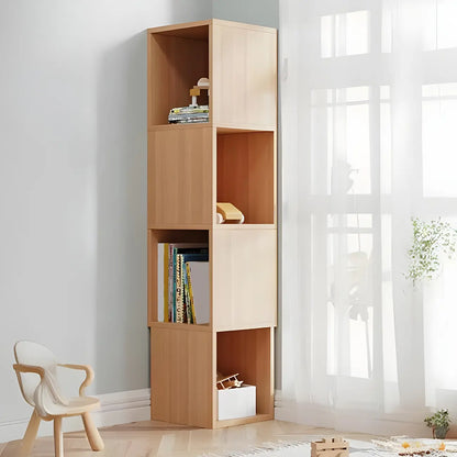 Bibliothèque d'angle haute en bois à 5 niveaux pour petits espaces