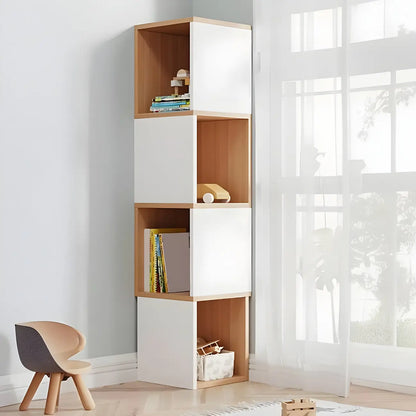 Bibliothèque d'angle haute en bois à 5 niveaux pour petits espaces