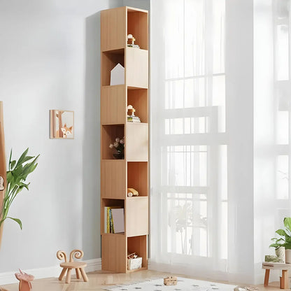 Bibliothèque d'angle haute en bois à 5 niveaux pour petits espaces