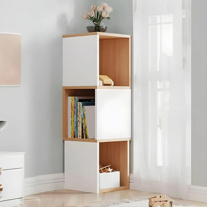 Bibliothèque d'angle haute en bois à 5 niveaux pour petits espaces