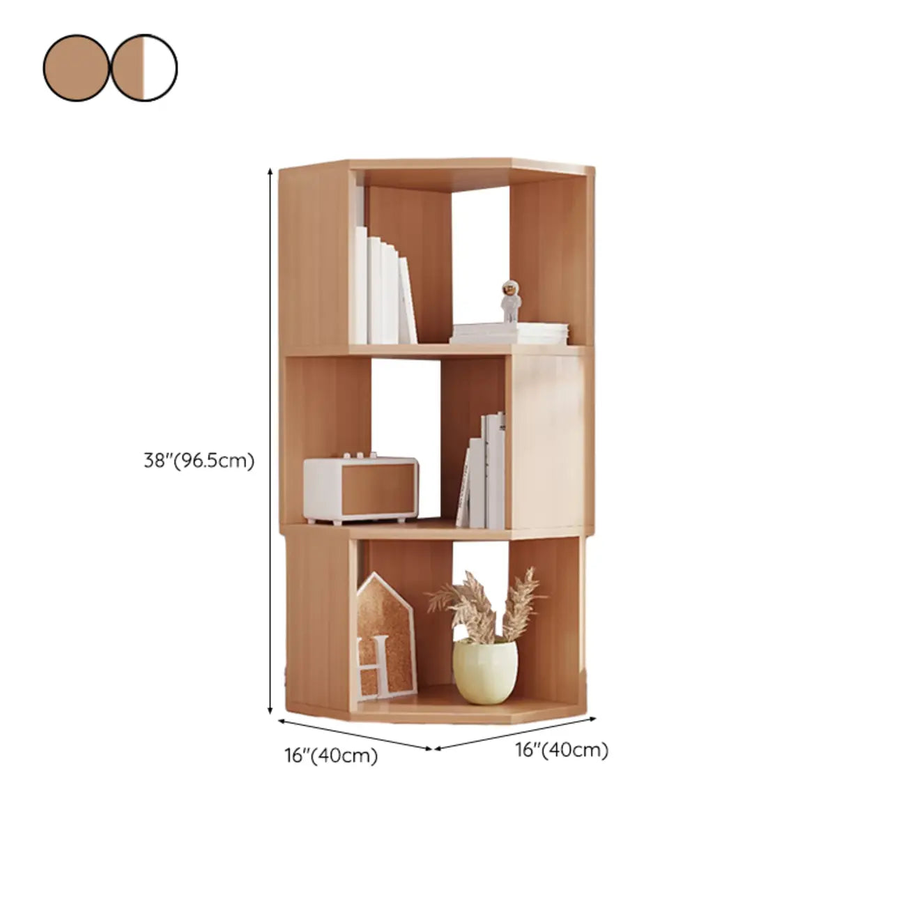 Bibliothèque d'angle haute en bois à 5 niveaux pour petits espaces