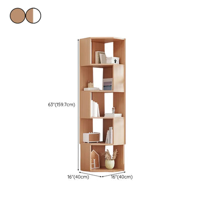Bibliothèque d'angle haute en bois à 5 niveaux pour petits espaces