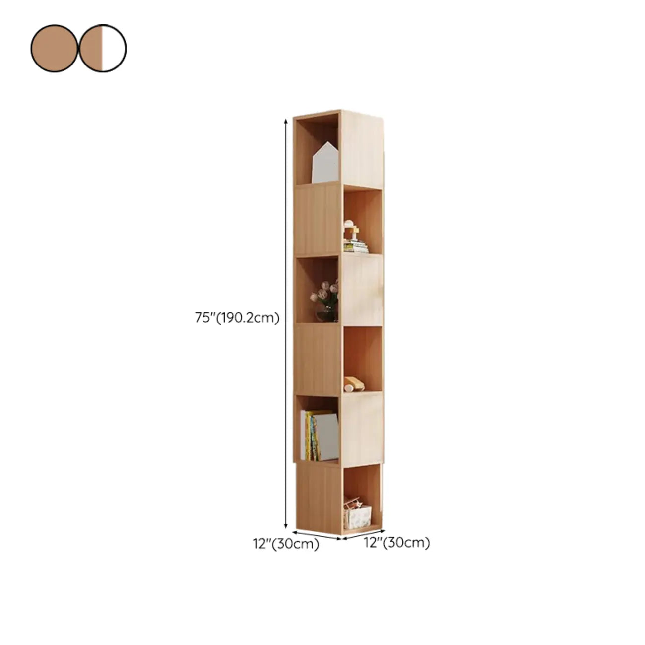 Bibliothèque d'angle haute en bois à 5 niveaux pour petits espaces