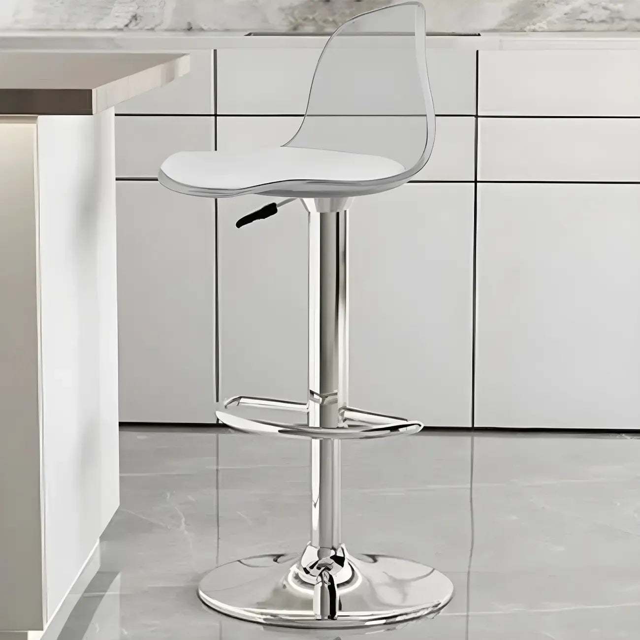 Tabourets de bar pivotants modernes rembourrés en acrylique avec dossier