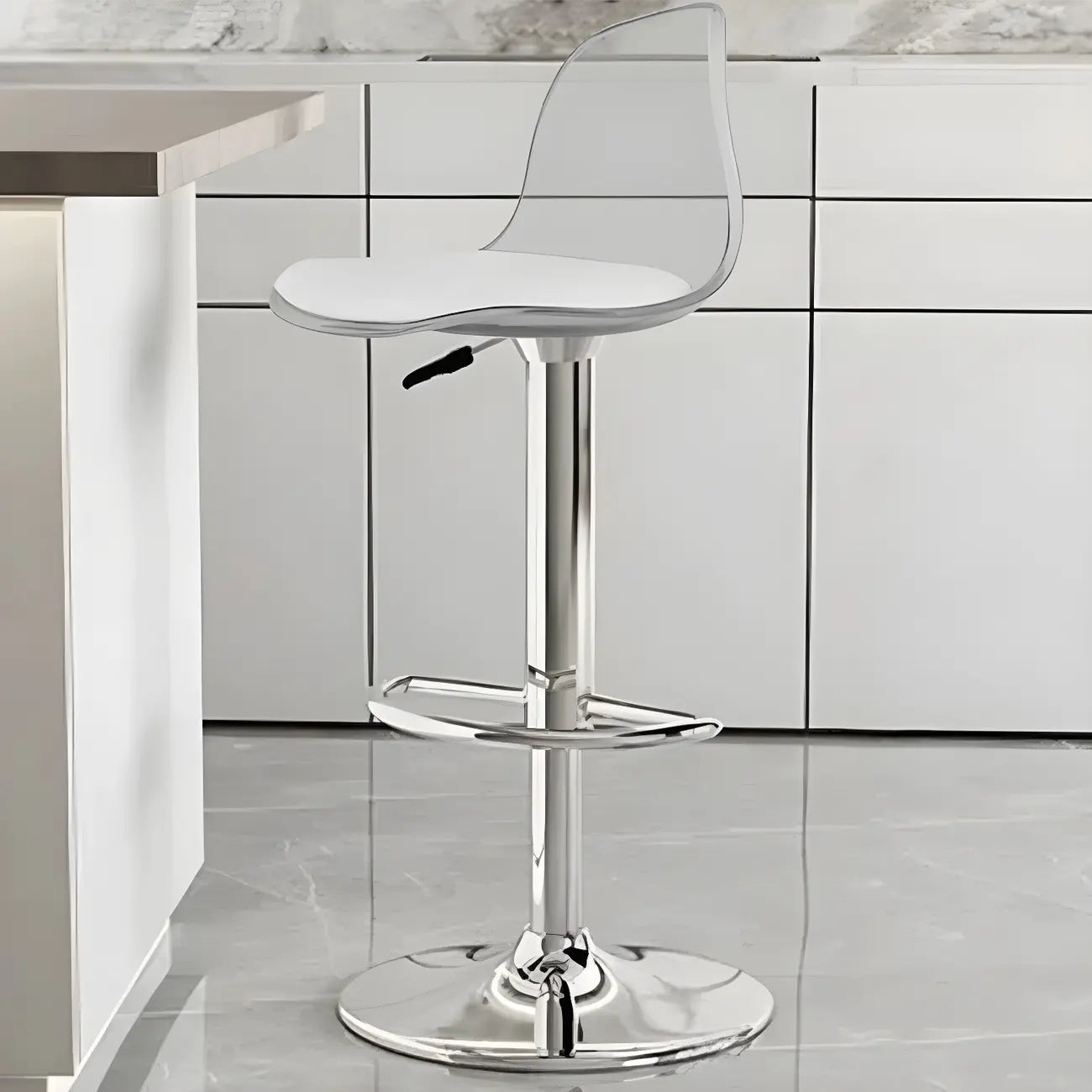 Tabourets de bar pivotants modernes rembourrés en acrylique avec dossier