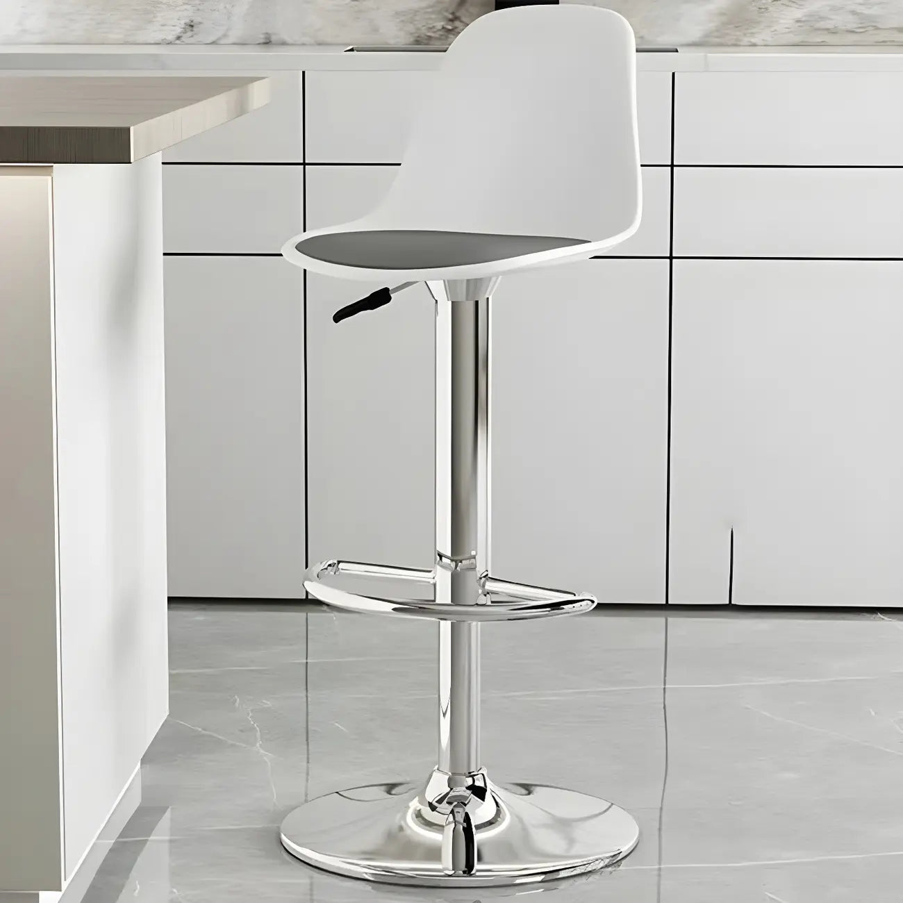 Tabourets de bar pivotants modernes rembourrés en acrylique avec dossier