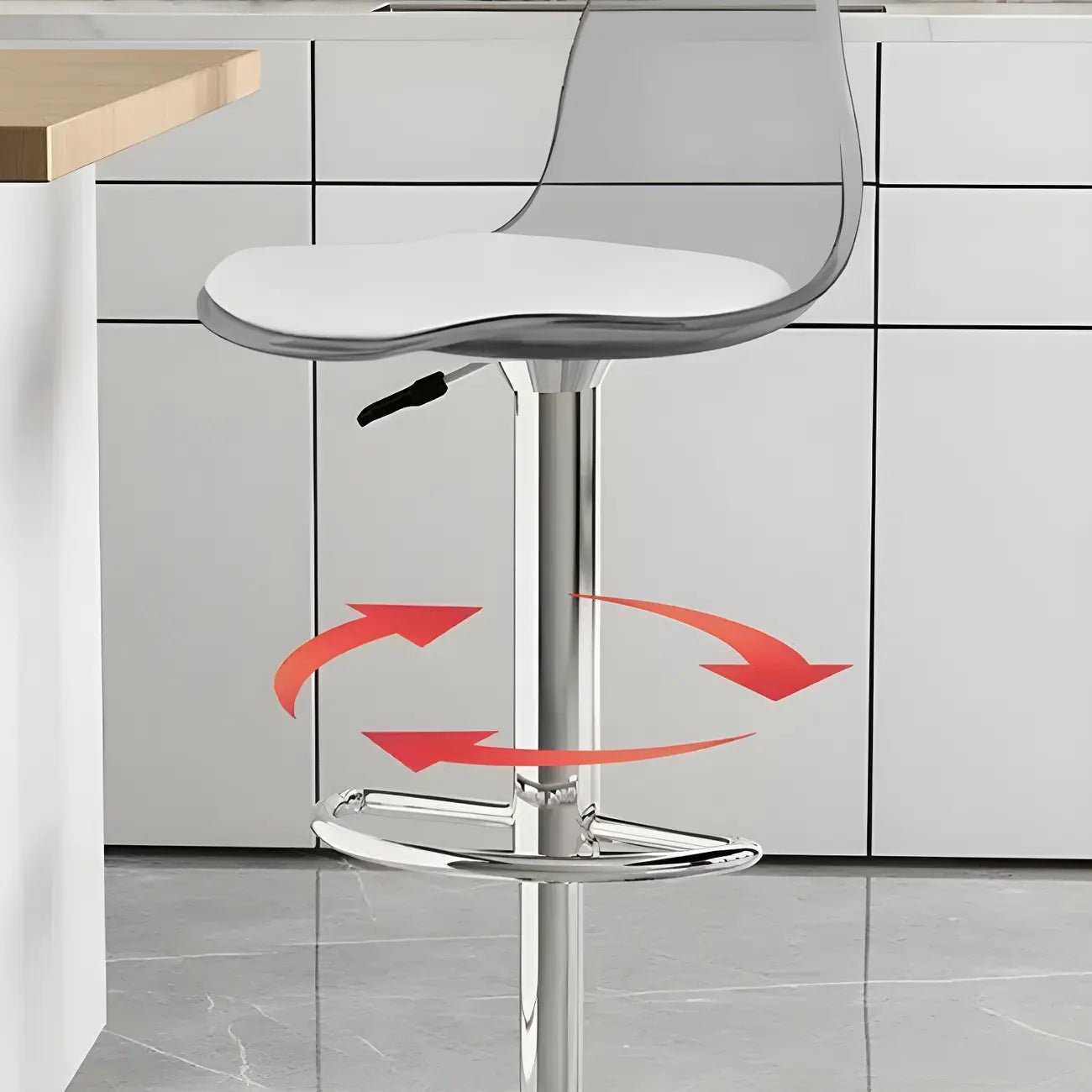 Tabourets de bar pivotants modernes rembourrés en acrylique avec dossier