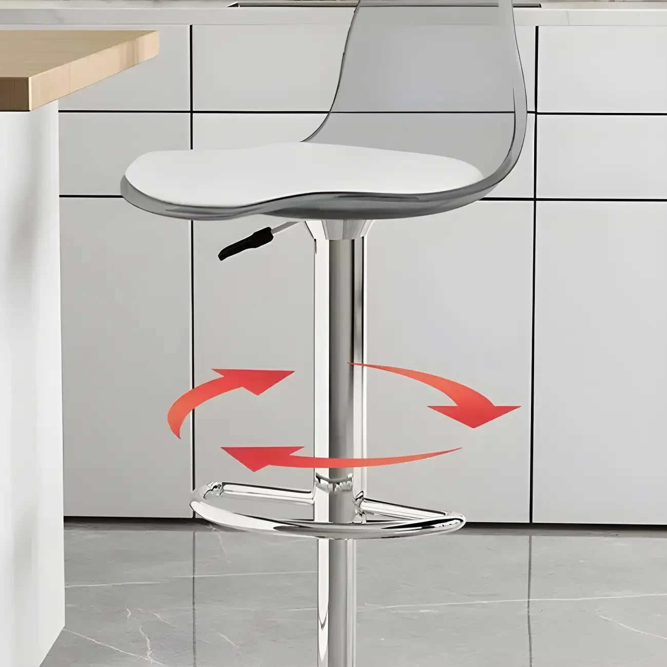 Tabourets de bar pivotants modernes rembourrés en acrylique avec dossier