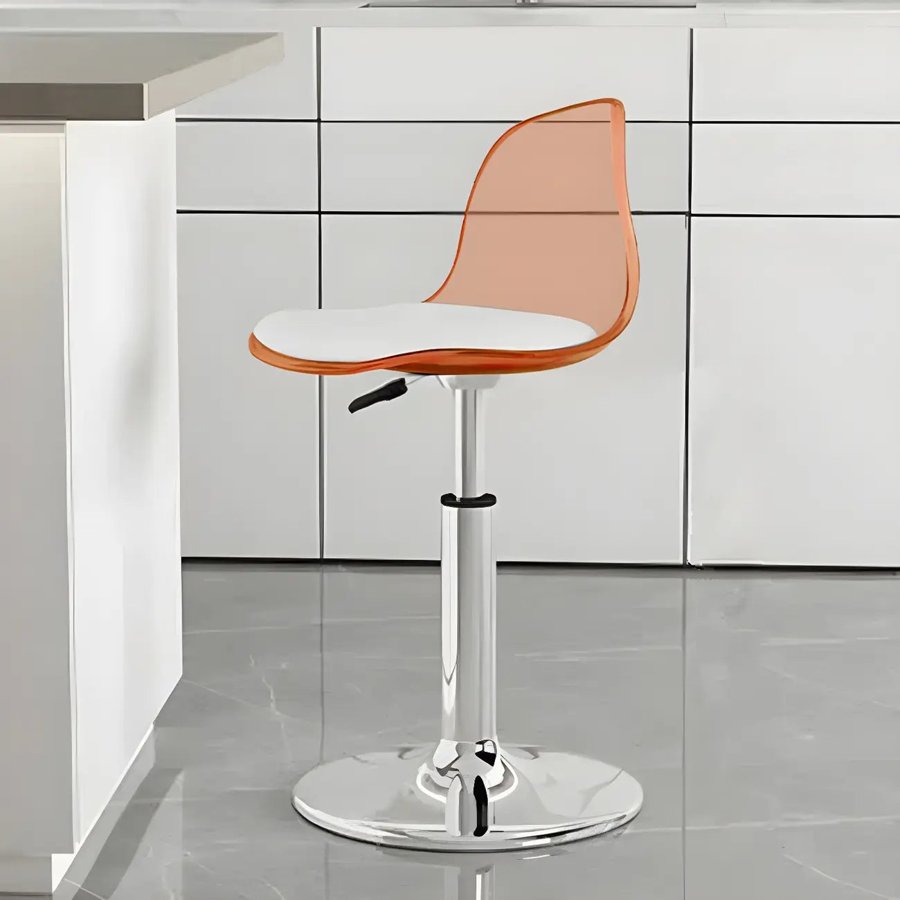 Tabourets de bar pivotants modernes rembourrés en acrylique avec dossier